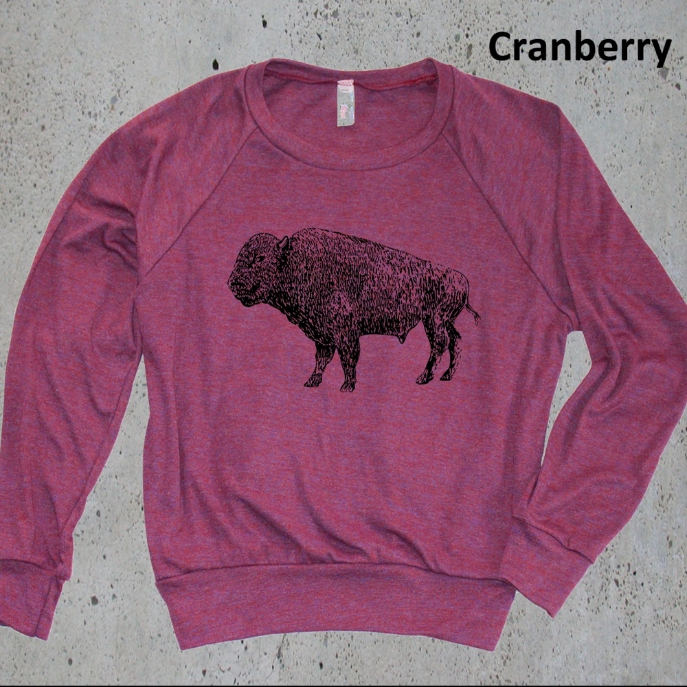 Buffalo Vintage Bison Graphic Print Raglan Sweater
